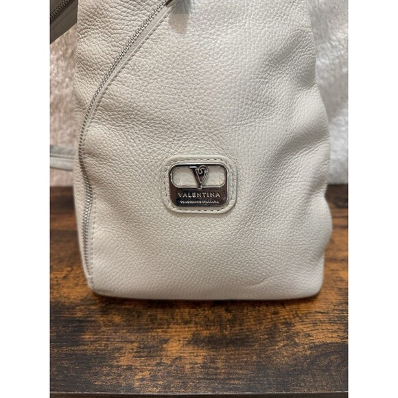 VALENTINA Leather Sling Backpack Bag Italy Light Gray main image 8